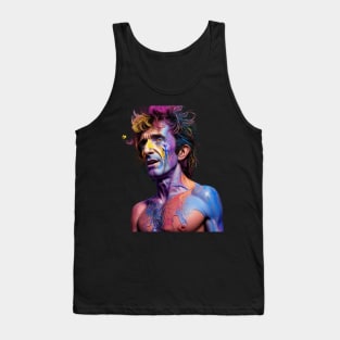 vector art a colorful paint illustration of Bon Scott // Aesthetic Tank Top